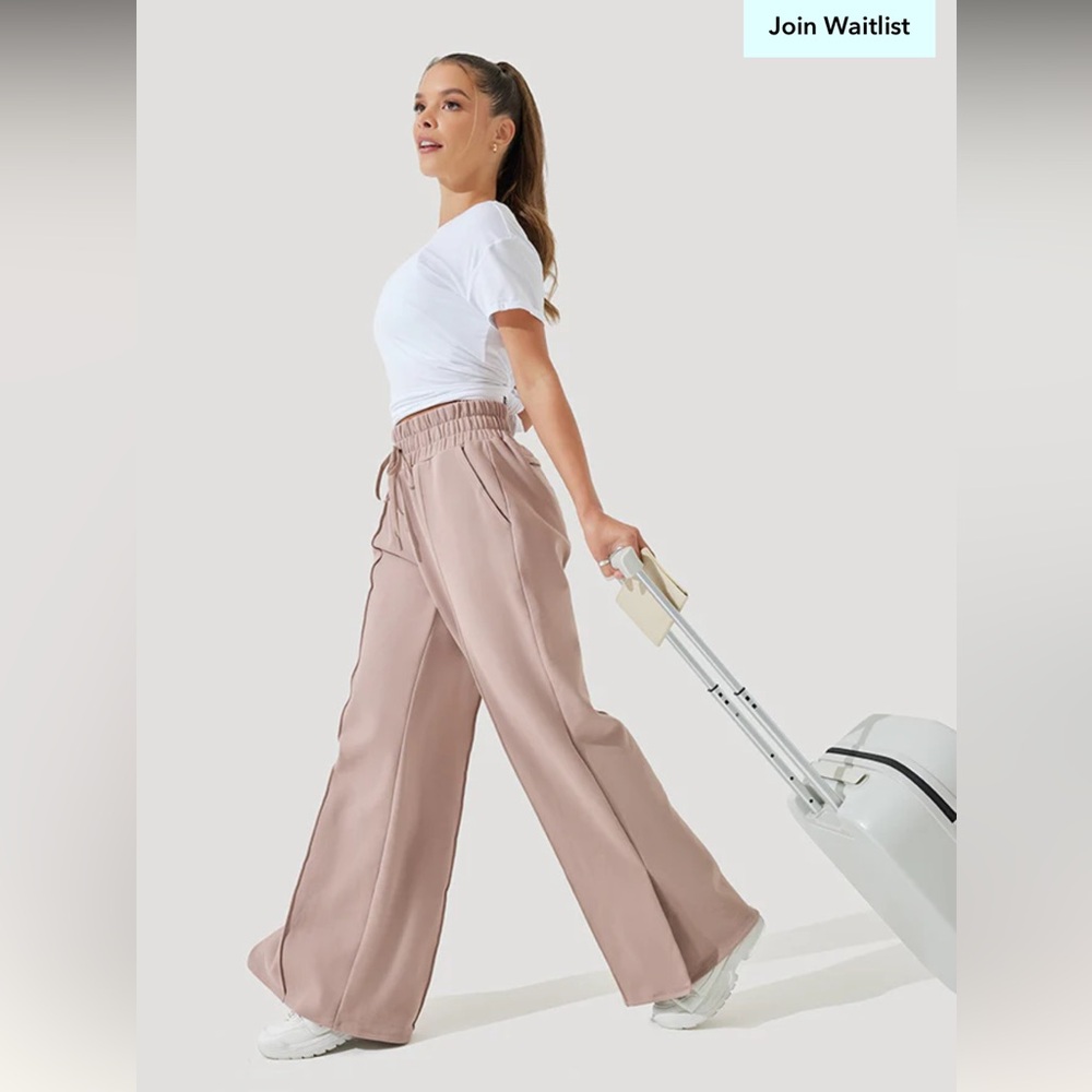 POPFLEX Wide-Leg Track Pants in Blush Taupe